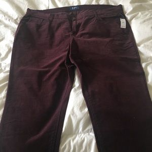 Burgundy corduroy skinny jeans